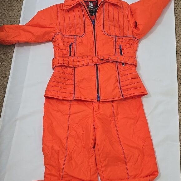 Inssbruck Vintage, Bright Orange Quilted  ski Jacket and Pants Set S - Picture 1 of 13